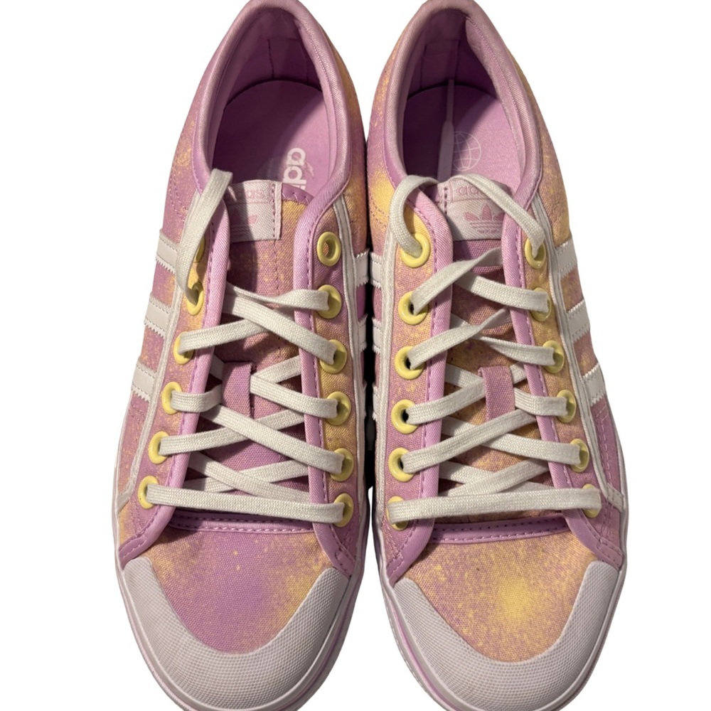 ADIDAS NIZZA SNEAKERS Platform Classic Low Top Pink Gold LaceUp Retro Womens 7.5